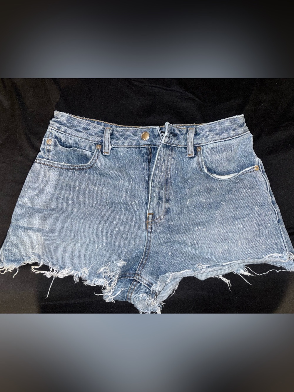 Alexander Wang Speckled Light Blue Distressed Denim Shorts